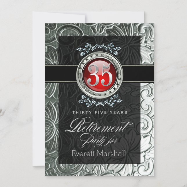Invitación Elegante Fiesta de Jubilación Grabado en relieve d (Anverso)