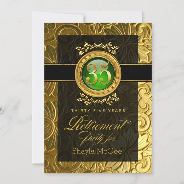 Invitación Elegante Fiesta de Jubilación Grabado en relieve d (Anverso)