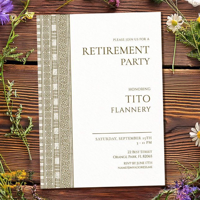Invitación Elegante fiesta de jubilación griega (Subido por el creador)