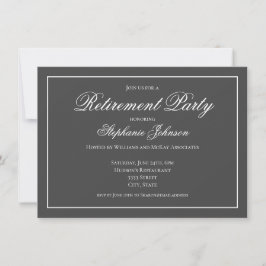 Invitación Elegante Fiesta de Jubilación Gris Oscuro
