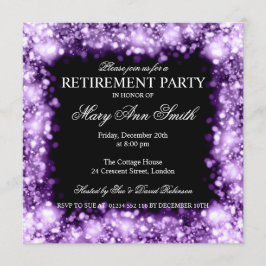 Invitación Elegante Fiesta de Jubilación Luces de Espuma Púrp