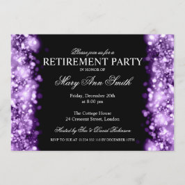 Invitación Elegante Fiesta de Jubilación Luces de Espuma Púrp