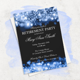 Invitación Elegante Fiesta de Jubilación Luces Esparkling Azu