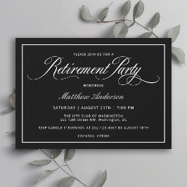 Invitación Elegante Fiesta de Jubilación Negra Clásico Simple