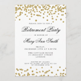 Invitación Elegante Fiesta de Jubilación Purpurina Oro Confet