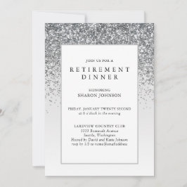 Invitación Elegante Fiesta de Jubilación Purpurina Plateado