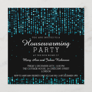 Invitación Elegante Fiesta de la Casa Estrella Confetti Turqu