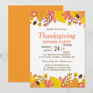 Invitación Elegante Fiesta de la cena de Acción de Gracias de