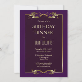 Invitación Elegante Fiesta de la cena de cumpleaños Purple de