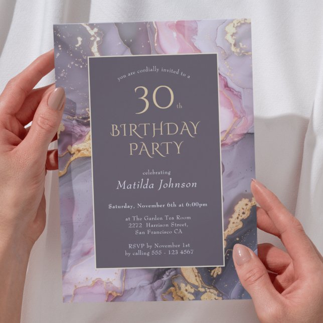 Invitación Elegante Fiesta de la edad 30 de cumpleaños (Elegant Agate 30th Birthday Party Invitation)
