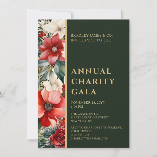 Invitación Elegante Fiesta de la Gala del evento de caridad f (Anverso)
