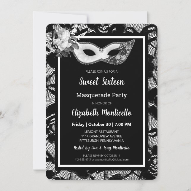 Invitación Elegante Fiesta de la Mascarada de la Cordillera B (Anverso)