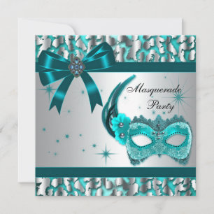 Invitación Elegante Fiesta de la mascarada del leopardo azul