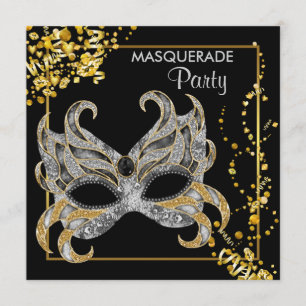 Invitación Elegante Fiesta de la mascarada dorada