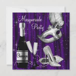 Invitación Elegante Fiesta de la mascarada negra