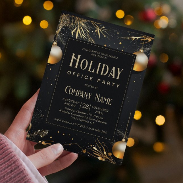 Invitación Elegante Fiesta de la oficina de vacaciones en neg (Subido por el creador)