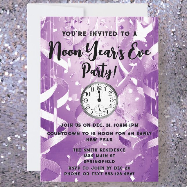 Invitación Elegante Fiesta de la víspera del Año Púrpura (Subido por el creador)