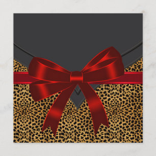Invitación Elegante Fiesta de Leopardo Rojo