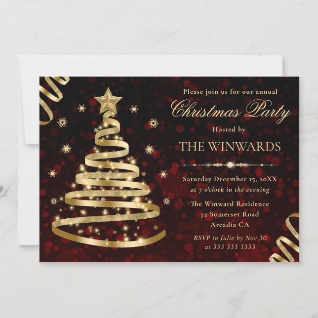 Invitación Elegante Fiesta de los Navidades de la cinta de op (Anverso)