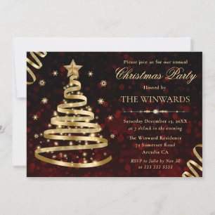 Invitación Elegante Fiesta de los Navidades de la cinta de op