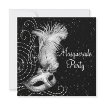 Elegante Fiesta de Mascaradas Blanco y Negro