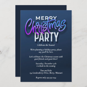 Invitación Elegante Fiesta de Navidad Blue Merry