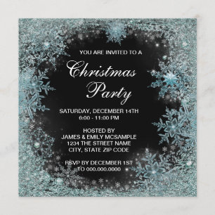 Invitación Elegante Fiesta de Navidad con Copos de Nieve en A