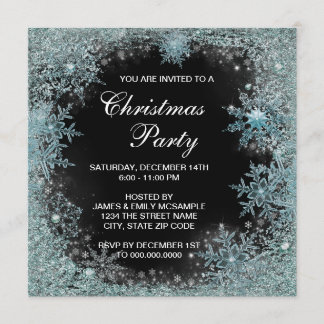 Invitación Elegante Fiesta de Navidad con Copos de Nieve en A