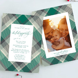 Invitación Elegante fiesta de Navidad con la foto verde de Pl