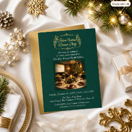 Invitación Elegante fiesta de Navidad corporativa verde 