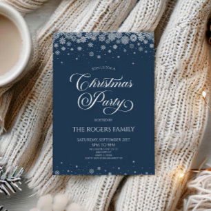 Invitación Elegante Fiesta de Navidad de Invierno de Copo de 