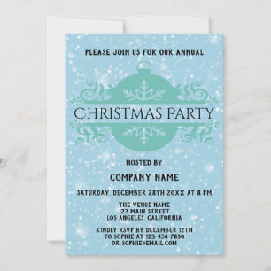 Invitación Elegante Fiesta de Navidad de la Compañía Blue Sno
