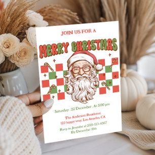 Invitación Elegante Fiesta de Navidad de Santa Retro