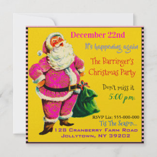 Invitación Elegante fiesta de Navidad de Santa rosa vintage