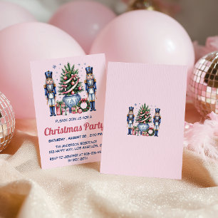 Invitación Elegante Fiesta de Navidad del Cascanueces Rosa y