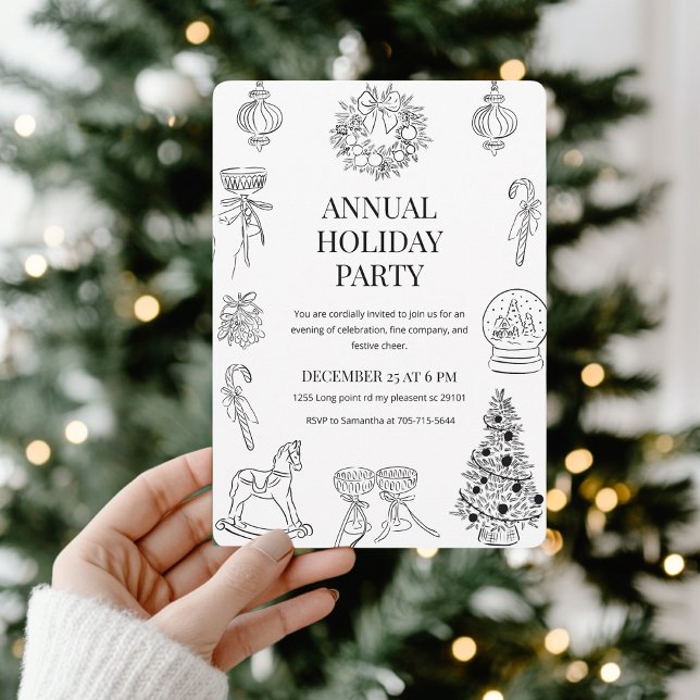 Invitación Elegante Fiesta de Navidad Dibujada a Mano  (Subido por el creador)