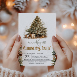 Invitación Elegante fiesta de Navidad en Árbol de acuarela