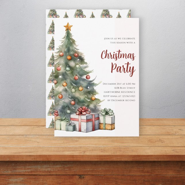 Invitación Elegante fiesta de navidad en el árbol acuático (Subido por el creador)