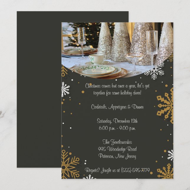 Invitación Elegante Fiesta de Navidades (Anverso / Reverso)
