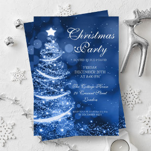 Invitación Elegante Fiesta de Navidades azules de invierno