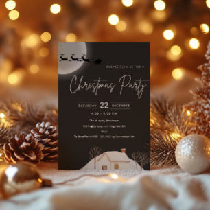Invitación Elegante fiesta de Navidades bajo la luz de la lun