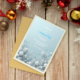 Invitación Elegante fiesta de Navidades blancos y azules