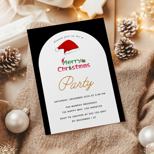 Invitación Elegante fiesta de Navidades blancos y negros (Subido por el creador)