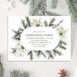 Invitación Elegante Fiesta de Navidades bohemios de Poinsetti