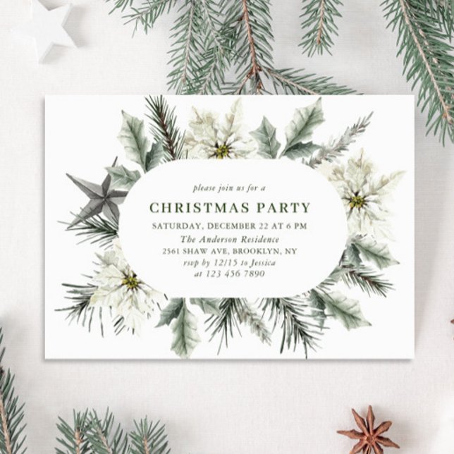 Invitación Elegante Fiesta de Navidades bohemios de Poinsetti (Subido por el creador)
