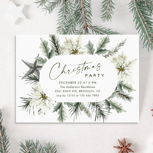 Invitación Elegante Fiesta de Navidades bohemios de Poinsetti