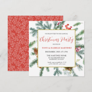 Invitación Elegante Fiesta de Navidades botánicos de invierno