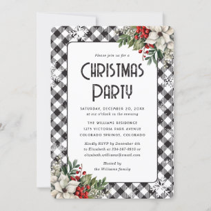 Invitación Elegante Fiesta de Navidades Botánicos de Invierno