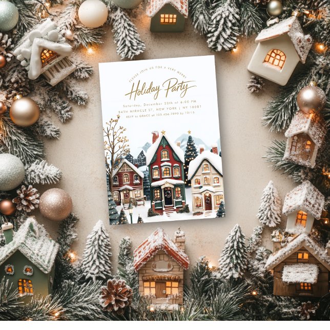 Invitación Elegante Fiesta de Navidades clásicos de la aldea (Subido por el creador)