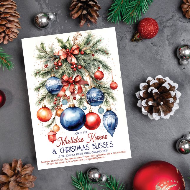Invitación Elegante Fiesta de Navidades colgantes de Mistleto (Subido por el creador)